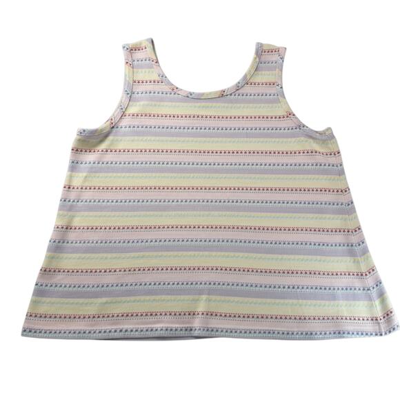 Vtg Pastel Knit Tank Top 80s Cottagecore Coquette Soft Aesthetic Wmns Lg Boxy - Picture 10 of 10